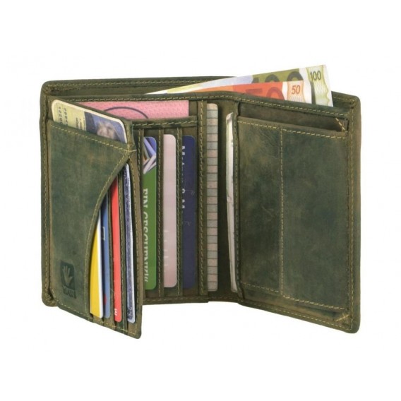 GREENBURRY 1701 Kráľovský jeleň - kožená peňaženka zelená