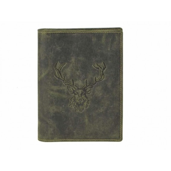 GREENBURRY 328B Kráľovský jeleň - kožený dokladovník zelený